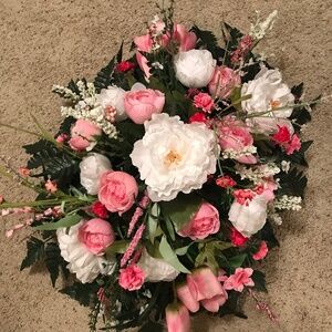 Headstone Flowers- Pink & white